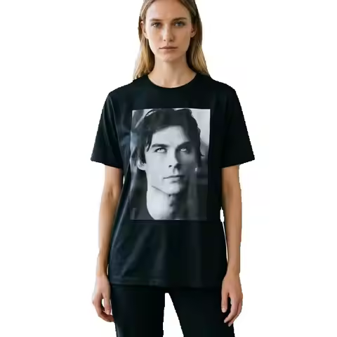 Damon Salvatore Ian Somerhalder TV Show Women's T-shirt Summer O-neck Men T-shirts Streetwear Short 