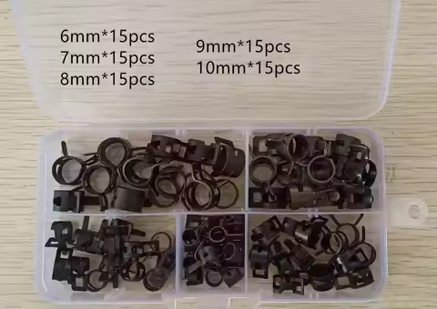 75Pcs/Set 6/7/8/9/10Mm Q673B Vacuum Spring Fuel Clip Oil Water Hose Pipe Tube Clamp Black Assortment