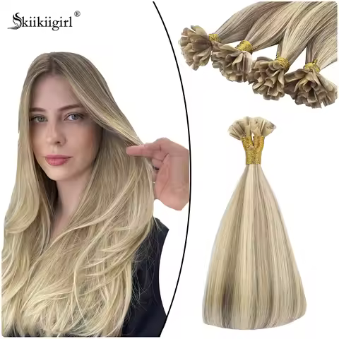 kiikiigirl Human Fusion Hair Extensions U Tip Keratin 100% Remy Human Hair Nail Tip Machine Made Hai