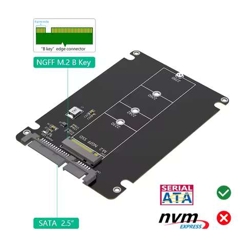 hot M.2 SSD to 2.5 SATA Enclosure, B & M Key SATA SSD Converter to 2.5 Inch SATA 3.0 Card with 7mm P