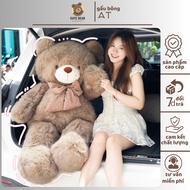[Premium Long Fur] Teddy Bear Wearing a Soft Fur Bow - Big Teddy Bear, Meaningful Gift, Room Deco