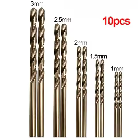 10pcs/set HSS M35 Cobalt Drill Bits 1-3mm for Metal/Stainless Steel - High-Speed Steel Cobalt Coated