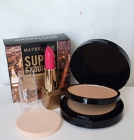 Promo Bedak Maybeline Exquisite 2in1 Gratis Lipstik Revlon Matte/Compact powder/bedak 2in 1 Padat Da