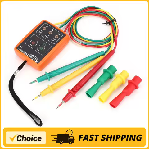 SM852B 3 Phase Rotation Tester Digital Phase Indicator Detector LED Buzzer Phase Sequence Meter Volt