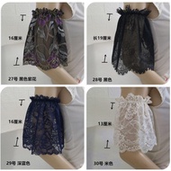 【ks1139.my】 薄款假袖子蕾丝拼接T恤短袖接中袖花边装饰袖手袖套短款网纱手套Thin fake sleeve lace patchwork T-shirt with short sleeves