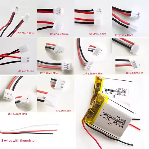 3.7V 800mAh Lipo Rechargeable Battery 102530 with JST 3pin 2pin plug For MP3 GPS Bluetooth Recorder