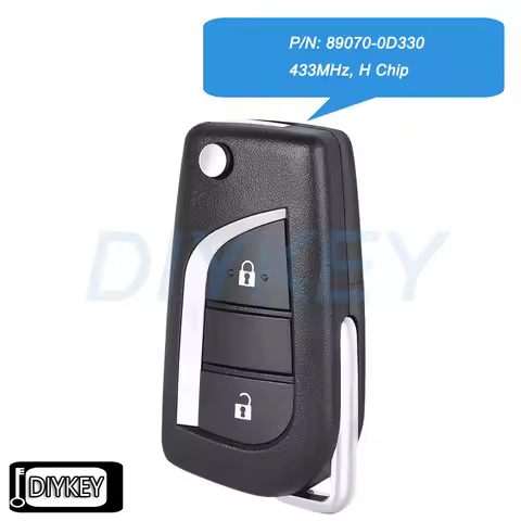 2 Buttons Flip Remote Car Key Fob 433MHz H Chip Replacement for Toyota Aygo Yaris 2014 2015 2016 P/N