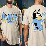 Bluey Day Short Sleeved T-shirt Loose Sports Shirt Bluey Round Neck Comfortable Street Man Top Famil