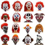 Badut Rambut Hijau Halloween Seram Loceng Badut Cosplay Tudung Kepala LED Lateks Badut Kebangkitan B