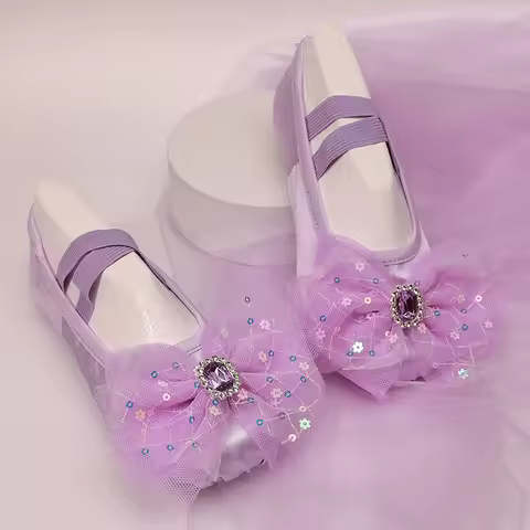 Princess Ballet Dance Soft Cat Claw Shoes Water Diamond Bowknot Mesh Dance Shoes Girl Shoe for Danci