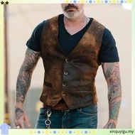 Autumn Men's V-neck Brushed Leopard Vest Rock Heavy Metal Wild Vest