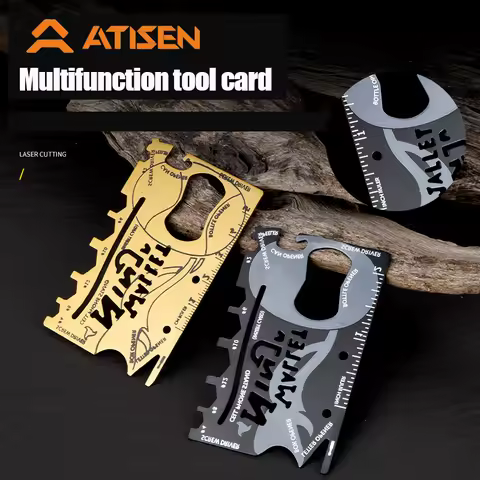 Multifunctional Portable Stainless Steel Tool Card Outdoor Survival Camping Accessories With Saw Rul