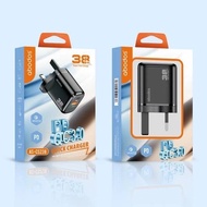 ABODOS AS-CS238 Travel Charger / 38W PD + QC 3.0 Super Fast Quick Charging UK Plug WITH FREE TYPE-C 