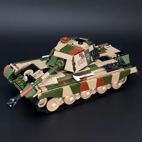 WWII Military German Tiger II King Tiger Heavy Tank Building Blocks Bricks Model Kit Army Panzer DIY