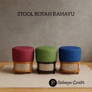 RahayuCraft - ROUND CYLINDER STOOL WITH RATTAN COMBINATION / RATTAN STOOL / REAL PRODUCT VOLUME