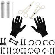 Vsnnsns Piercing Kit 316L Surgical Steel Body Jewelry Piercing Kit with 12G 14G 16G 18G 20G Piercing