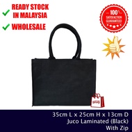 Beg Zip MINI JUCO dengan Poket Sisi Beg Tangan Beg Zip Beg Kasual Tote Bag Tote beg