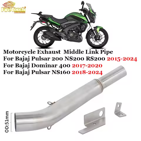 For Bajaj Pulsar 200 NS200 RS200 NS160 2015 - 2024 Motorcycle Exhaust Escape Middle Link Pipe For Ba