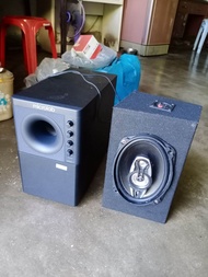 ลำโพง  ซับวูฟเฟอร์  subwoofer  ไมโครแลป  microlab  มีแอมป์ ในตัว  1ตัว  ( มือสอง )      และ  ลำโพง 6
