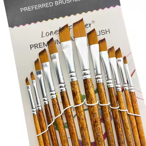 12pcs Angular Paint Brushes Nylon Hair Angled Watercolor Pait Brush Set for Acrylics Watercolors Gou