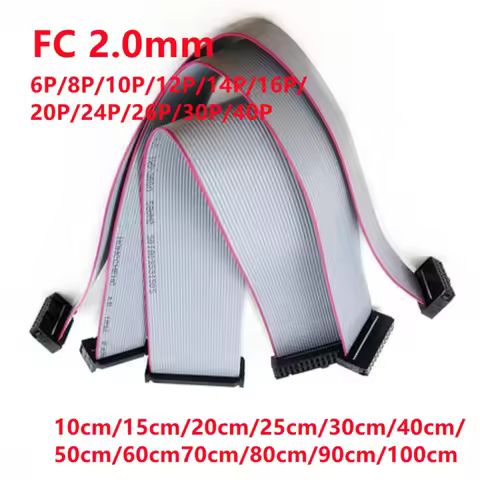 2pcs 2.0mm Pitch FC 6/8/10/14/16/18/20/24/26/30/34-60 Pin Gray Flat Ribbon Data Cable 10/20/30/50-10