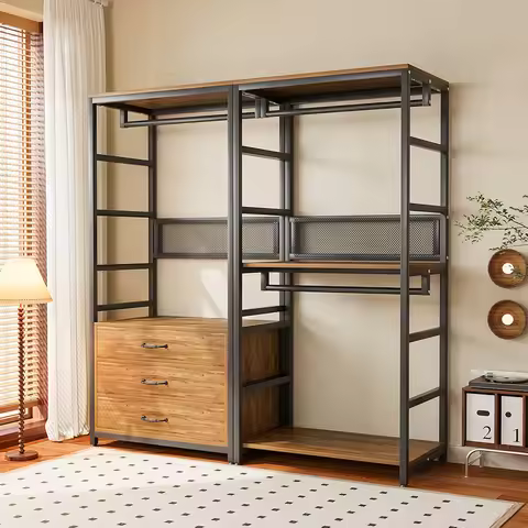 Wardrobe Homemade Walk-in Cloakroom Shelf Combination Clothes Shelf Hanging Hanger Floor to Floor Be