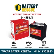 [Installation Provided] DIN55L | DIN55R | DIN55 | Motolite Heavy Duty MF Car Battery Bateri Kereta | Proton X50 Persona