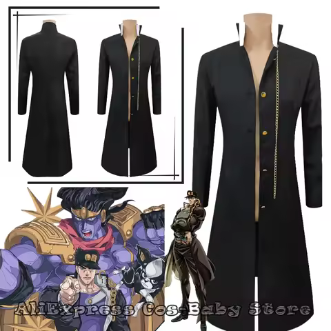 Anime Adventure Jotaro Kujo Cosplay Costume Jos-Jo's Bizarre Black Coat Jacket Halloween Party Outfi