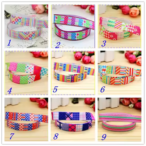 5/8'' Fold Elastic FOE polka dots chevron printed headband headwear hairband diy decoration wholesal