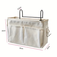 Hanging Dormitory Bedside Storage Bag Cotton Linen Basket with Pockets Dormitory Essentials Door Cab