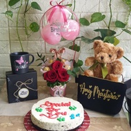 Gifts Set Pink Fresh Flower Roses Bouquet Ferrero Rocher Choc Bouquet Oreo Cheese Cake Secret Recipe