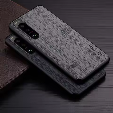 Case for Sony Xperia 1 5 10 ACE III II 2 5G funda bamboo wood pattern Leather cover Luxury coque for