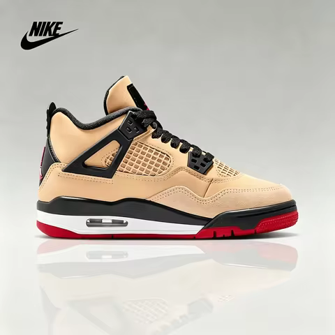 Nike Jordan Air Jordan 4 Retro 'Mushroom' Mid-Top Vintage Basketball Shoes for Women, Cream Yellow I