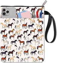 craspire Book Cover with Zip Pocket Book Bag with Horse Print Washable Book Protector Made of Fabric