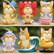 6Pcs/Set 7-8cm Cute Welsh Corgi Pembroke Cosplay Marine Animal Corgi Dog Surfing Crabs Whales Q Vers