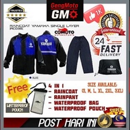 GENGMOTO Yamaha Blue/Honda Red One Layer Raincoat with Pants Rain Coat Motorcycle Baju Hujan Motor W