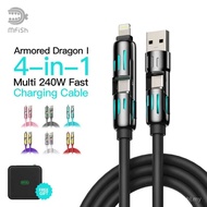 Pengecas MFish 4-dalam-1 Multi 240W Pengecasan Pantas dengan Kabel Super dan USB A Type C Lightning 
