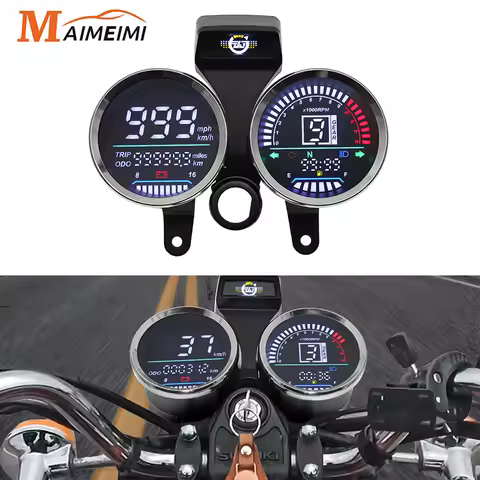Speedometer Digital Dashboard LED Meter Motorcycle Speed Meter Tachometer RPM Meter Clock For Suzuki