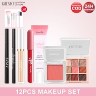 12PCS BEAUTY MAKEUP SET LAMEILA 9-color Eye Shadow+LAMEILA Makeup Front Emulsion+LAMEILA Powder Blus