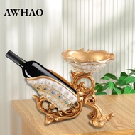 AWHAO Wines Rack for Home Decor Display Ornament Resin Gold Wines Cellar Racks for Bar Cellar