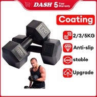 Hexagonal Rubberized Dumbbell Set 2KG/3KG/5KG Dumbbell Gym Fitness Workout Dumbbell Strong and durab