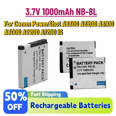 In Stock 3.7V 1000mAh NB-8L NB 8L NB8L Li-ion Digital Camera Battery for Canon PowerShot A3300 A3200