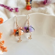 妍語手作 925銀 耳環 貓咪雨傘 星星 夜光 禮物 療癒 萬聖節