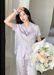 ชุดนอน Lavender butterfly pajamas (premium silk satin)