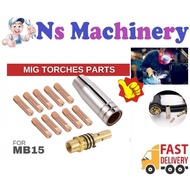 Mig welding MB15 NOZZLE / TIP HOLDER / CONTACT TIP 0.8MM / CONTACT TIP 1.0MM