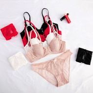 Panties & Bra Set - Size 32-38A/B, Soft Lace Underwire Lingerie for Women