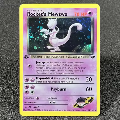 PKM Single Cards Gym Challenge (G2) Blaine’s Charizard Erika’s Venusaur Rocket’s Mewtwo Foil Card Ga