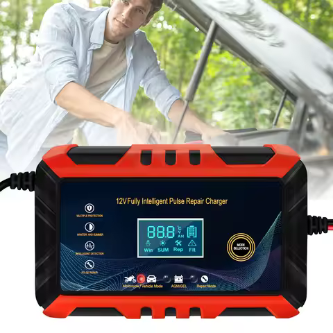 Intelligent Pulse Repair Charger Full Automatic Motorcycle Battery Charging Digital Battery Charger 