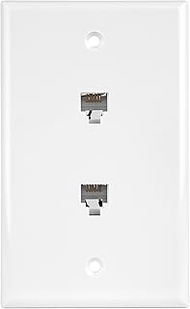 ENERLITES Duplex RJ11 Telephone Jack Wall Plate, 6-Position 6-Conductor 6P6C (2 Line Support), 1-Gan