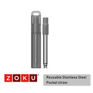Zoku BPA FREE Collapsible Stainless Steel Pocket Straw with Cleaning Brush Extendable Reusable Straw